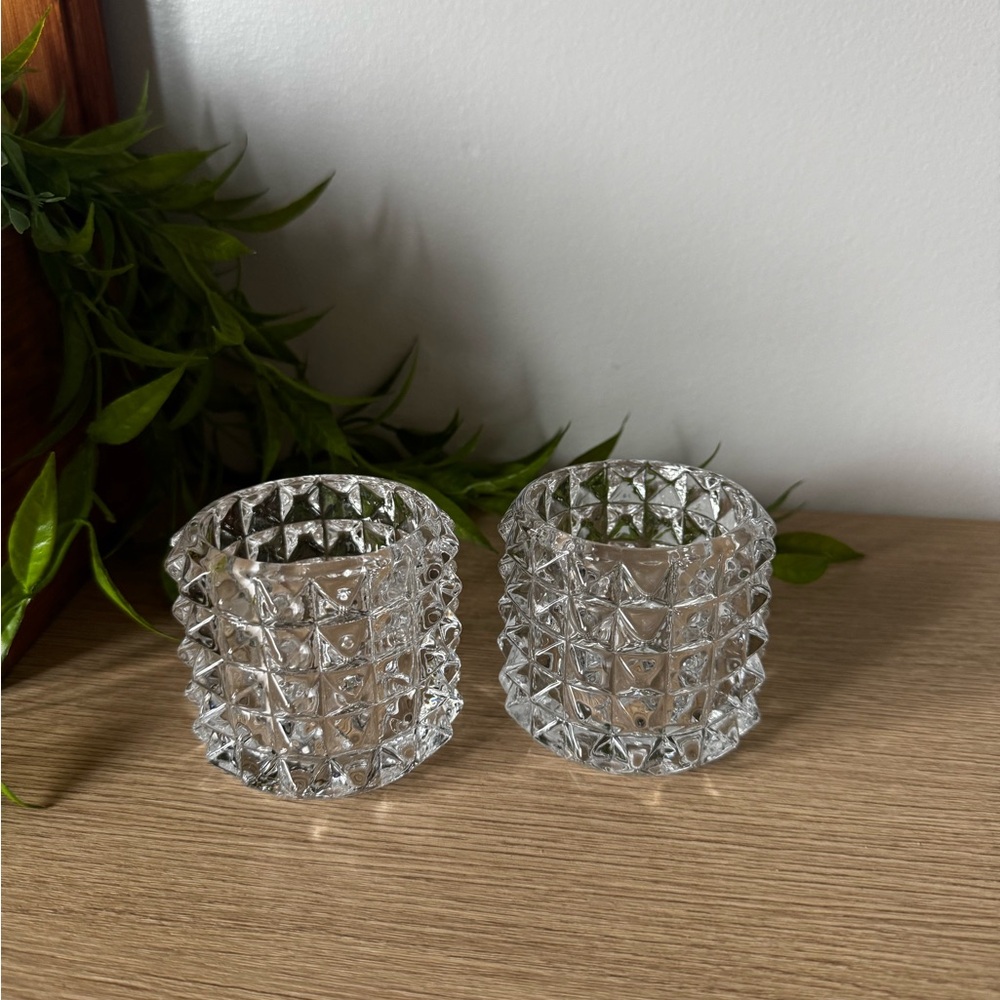 Crystal Clear Glass Candle Holders